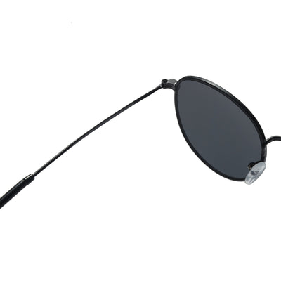 Black metal round frame anti-blue ray glasses with clear lenses, shown at an angle on a white background. - Image 18
