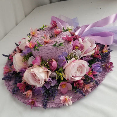 Sombrero de Paja Púrpura con Flor para Mujer - Estilo Raffia - Image 7