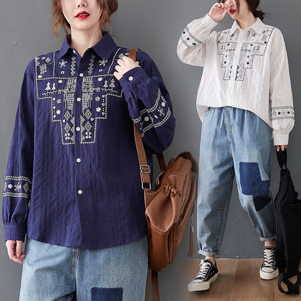 Blusa Holgada de Manga Larga para Mujer Talla Grande