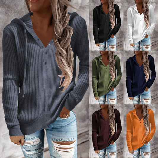 Sudadera Casual Oversize de Punto Liso para Mujer