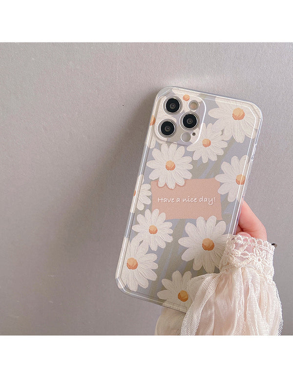 Funda de Silicona para Teléfono con Diseño Floral Transparente y Óleo