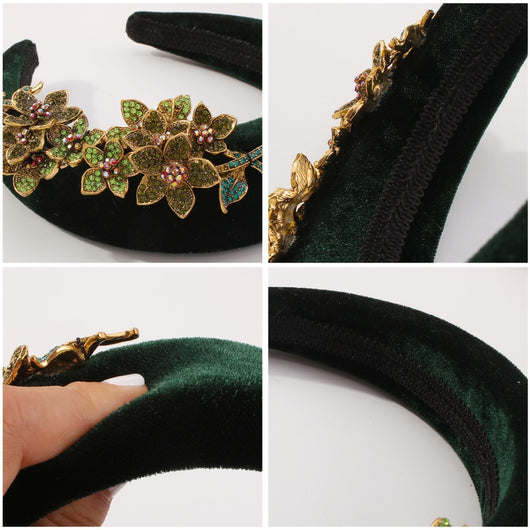 Banda Elástica para Cabello Terciopelo Oro con Diamantes - Image 8