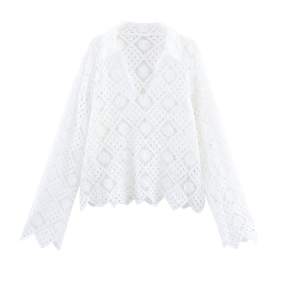 Blusa Elegante con Cuello en V y Bordados para Mujer - Image 11