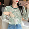 Blusa de Lactancia a Rayas Manga Larga Primavera Otoño