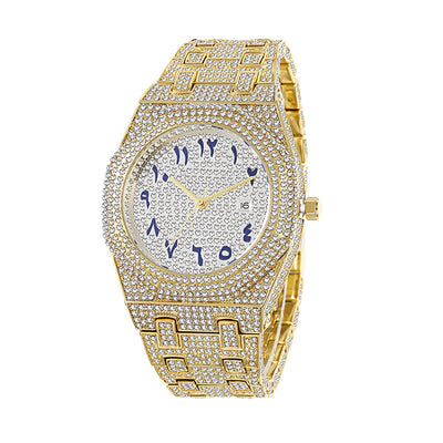 Reloj de Cuarzo para Hombre con Escala Árabe y Diamantes Hip Hop Europeo - Image 2