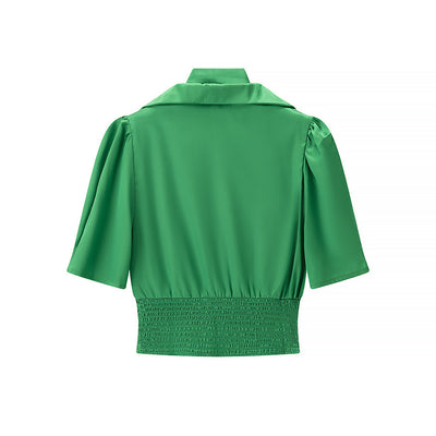 Blusa Corta con Cintura Elástica Fruncida - Ajuste Definidor Mujer - Image 3