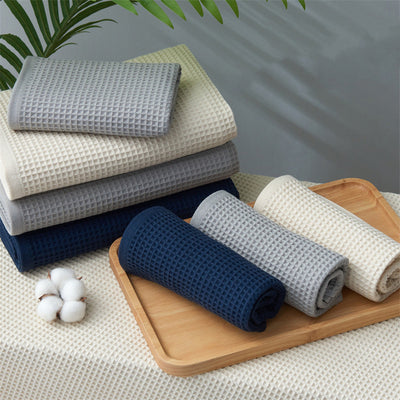 Toalla Absorbente de Algodón Puro Estilo Japonés con Patrón Honeycomb - Image 20