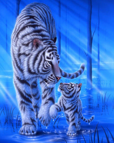 Cuadro de Diamantes Tigre Completo - Pintura DIY con Taladros Redondos y Cuadrados - Image 14
