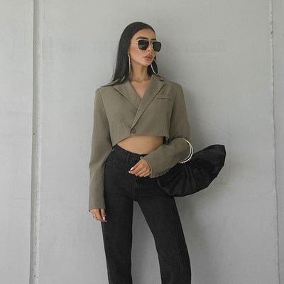 Blazer Suelto de Color Liso para Mujer - Estilo Casual y Versátil - Image 9