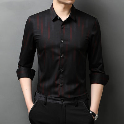 Camisa Manga Larga Algodón Mercerizado sin Planchado Rayas Hombre - Image 9