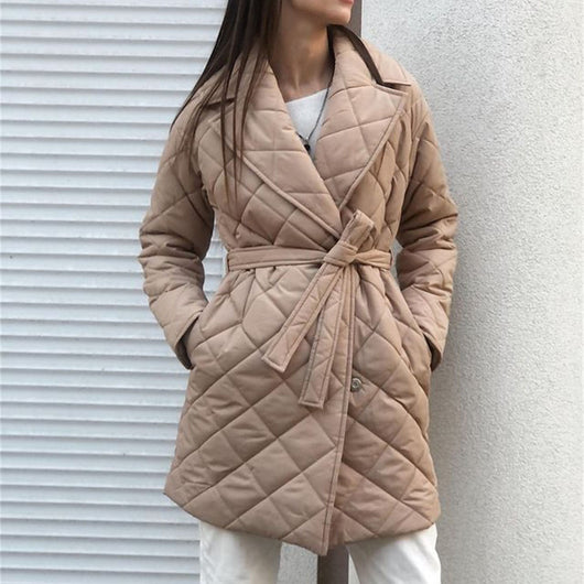 Abrigo de Algodón Tipo Solapa Midi para Mujer - Colección Otoño Invierno - Image 4