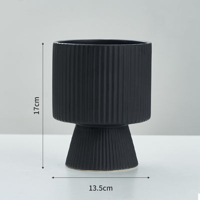 Maceta de Cerámica Nórdica con Diseño de Rayas Creativas - Image 9
