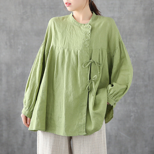 Camisa Holgada de Algodón y Lino Talla Grande - Image 11