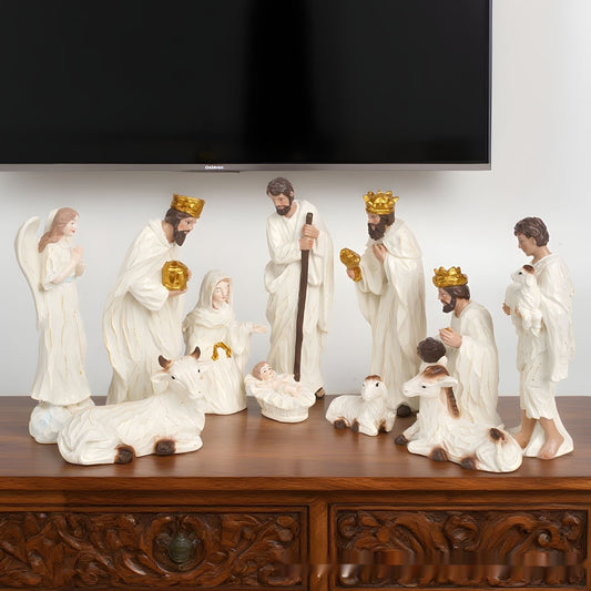 Juego de 11 Adornos Navideños Religiosos en Resina - Image 2