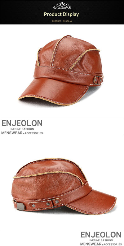 Gorra de Béisbol Unisex Cuero Genuino Estilo Coreano para Otoño e Invierno - Image 14