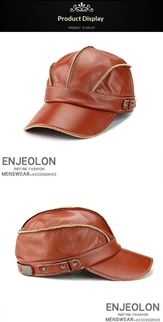Gorra de Béisbol Unisex Cuero Genuino Estilo Coreano para Otoño e Invierno - Image 14