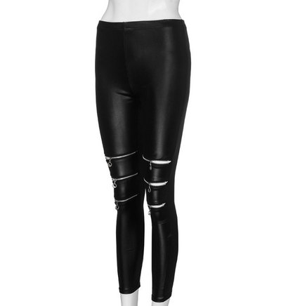 Leggings de Cuero Activos con Recortes Huecos y Cremalleras Altas para Mujer - Image 5