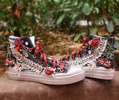 Zapatillas Canvas Altas para Mujer con Flores 3D y Abalorios - Estilo Occidental - Image 8