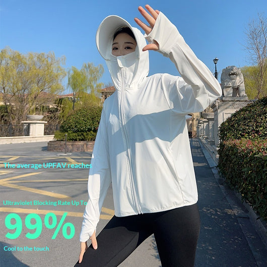 Ropa de Protección Solar Tipo Ice Silk con Ala Ancha para Mujer - Image 7