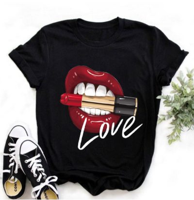 Blusa Estampada con Leopardo y Labios - Estilo Western Casual para Mujer - Image 53