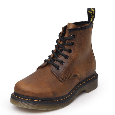Botas Altas de Cuero Crazy Horse Café para Parejas - Cordones Resistentes para Aventuras - Image 4