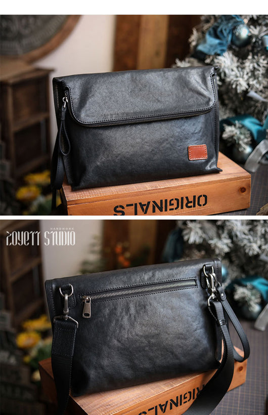 Bolsa de Cuero para Hombre Bandolera Un Hombro Piel Vacuna Suave - Image 11