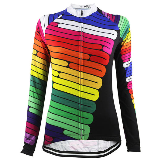 Maillot Ciclismo Mujer Manga Larga Rayas Coloridas - Image 9