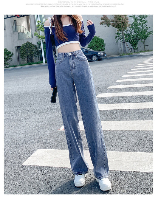 Jeans Rectos de Cintura Alta Holgados de Pierna Ancha para Mujer - Image 21