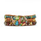 Pulsera de Cuero Natural con Piedras de Colores Combinados