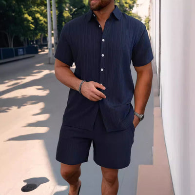 Conjunto de Playa Hombre: Camisa Suelta y Pantalones Cortos - Image 3