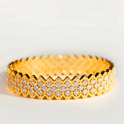 Pulsera Vintage Artesanal Plata S925 Baño Oro Diamantes Zirconia - Image 8