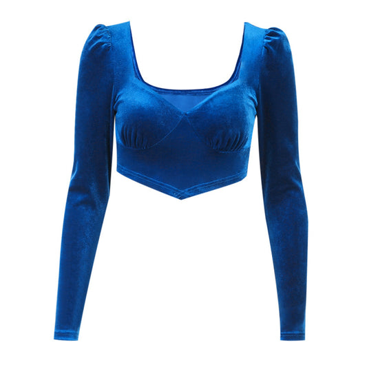Blusa Terciopelo Escote V Manga Larga Ajustada - Image 2