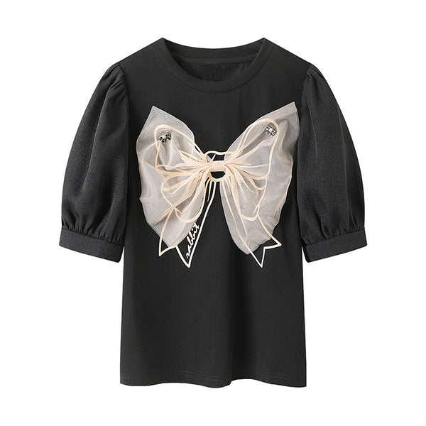 Camiseta Estampada con Detalles de Costura para Mujer