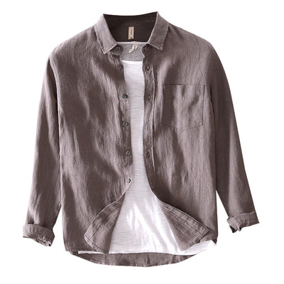 Camisa Casual de Manga Larga en Algodón y Lino para Hombre - Image 5