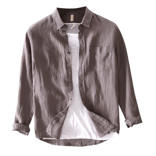 Camisa Casual de Manga Larga en Algodón y Lino para Hombre - Image 5