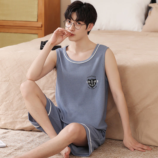 Pijama Tipo Chaleco sin Mangas para Hombre - Algodón Puro Verano - Image 10