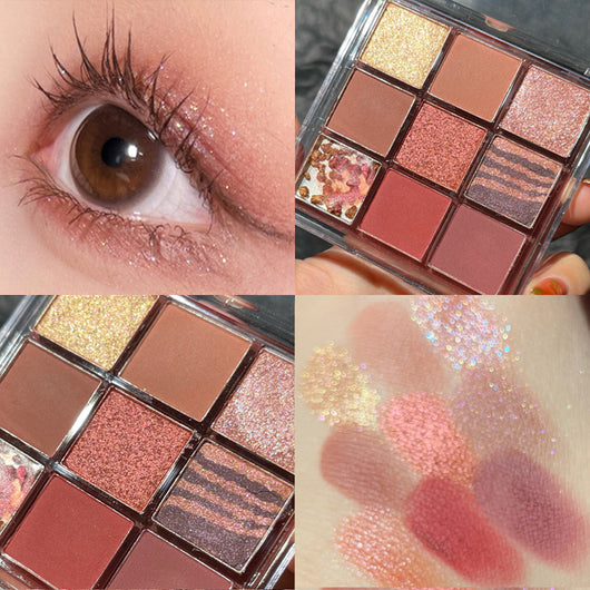 Paleta de Sombras Nueve Colores - Tonos Fríos y Cálidos con Acabado Shimmer y Matte - Image 9