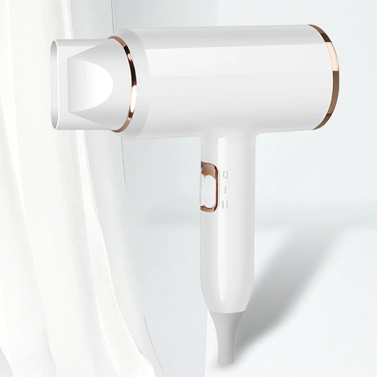 White hair dryer with rose gold accents, U.S. plug, and a concentrator nozzle for household use. - Image 5