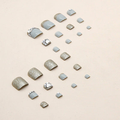 Uñas de Pie Brillantes con Diamantes Completos Champagne - Image 9