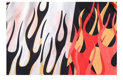 Camisa Estampada Flame Personalidad Americana de Manga Corta para Hombre - Image 14