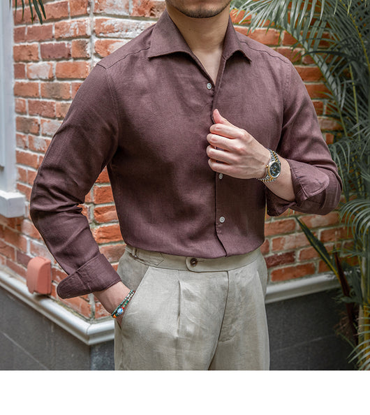 Camisa de Lino Retro con Mangas Largas - Estilo Casual - Image 4