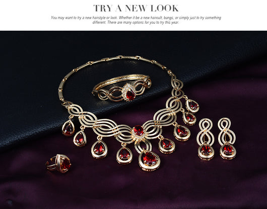 Conjunto Elegante de Collar y Aretes con Gemas de Fantasía - Image 9
