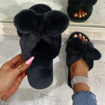 Pantuflas Coreanas Abiertas con Moño - Cálidas y Cómodas para Casa - Image 4