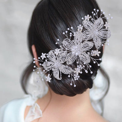 Diadema Nupcial con Flores y Cristales Brillantes para Novia - Image 5
