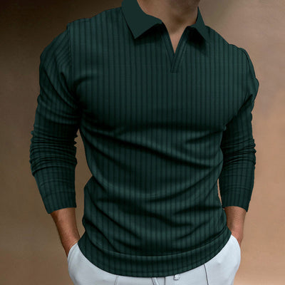 Camisa Casual Ejecutiva de Manga Larga con Solapa - Colores Sólidos para Hombre - Image 18