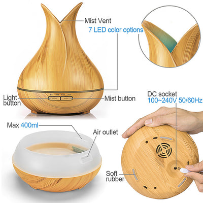 Difusor Humidificador Aromático con Luz LED y Diseño en Madera - Image 9