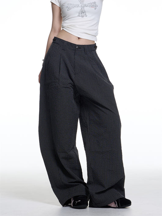 Pantalones Anchos de Cuadros Retro Americano para Mujer - Comodidad Casual - Image 11