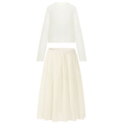 Vestido Largo Calado de Mohair con Manga Larga - Conjunto de Dos Piezas - Image 5