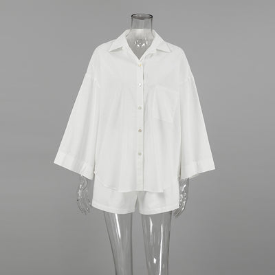 Conjunto de Lino Suelto para Mujer - Camisa y Shorts 100% Algodón - Image 10