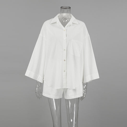 Conjunto de Lino Suelto para Mujer - Camisa y Shorts 100% Algodón - Image 10